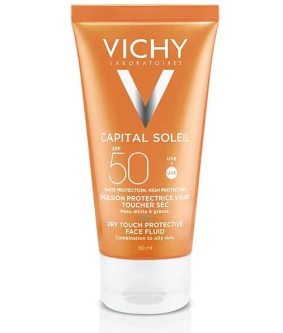 Vichy Capital Soleil Émulsion Invisible Anti-Brillance Toucher Sec SPF50 Peau Sensible Mixte à Grasse | 50ml