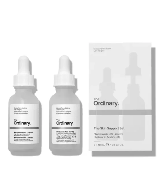 The Ordinary, The Skin Support Set, Niacinamide + Acide Hyaluronique, 30 ml + 30 ml