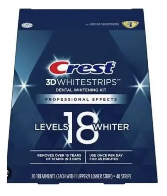 Crest 3D Level 18 Whitestrips Brilliance White Teeth Whitening Kit, 40 Strips (20 Treatments)