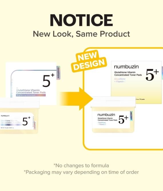 numbuzin – No.5 Vitamin-Niacinamide Concentrated Pad – Compresses imbibées de tonique éclaircissant