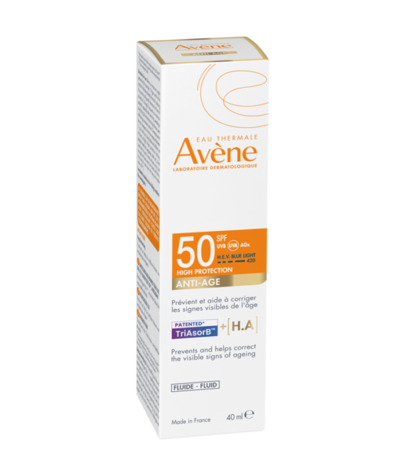 Avène Fluide Anti-Âge SPF50 : Haute Protection Solaire et Correction Rides